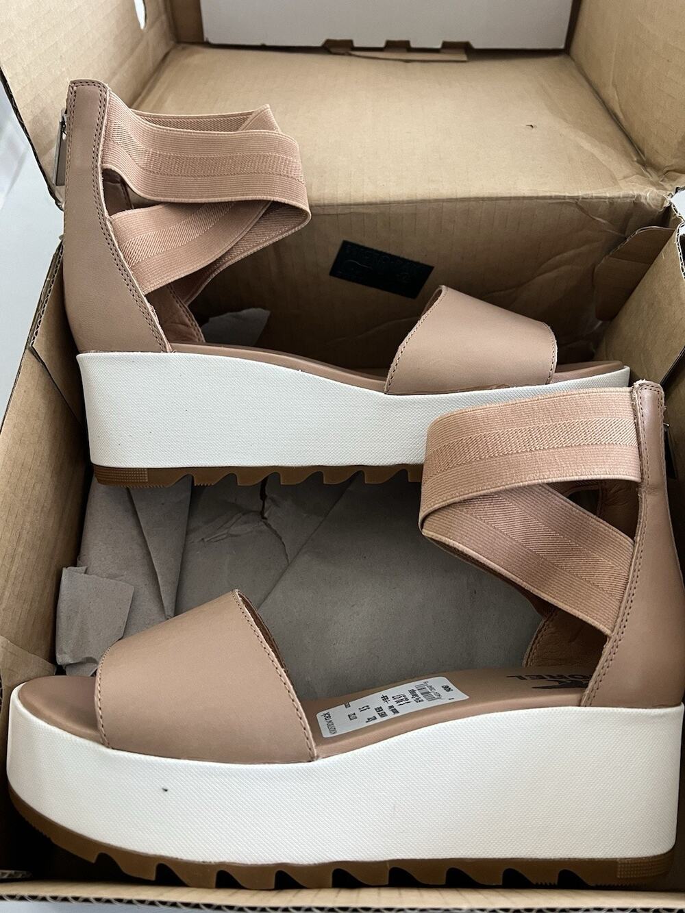 Sorel Women’s Size 9.5 Cameron Flatform Ankle Strap Sandals White Honest Beige
